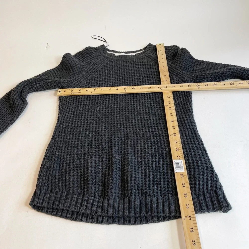 H&M LOGG Pullover Knit Sweater Gray S Womens Round‎ Neck Side Zip Raglan Sleeve